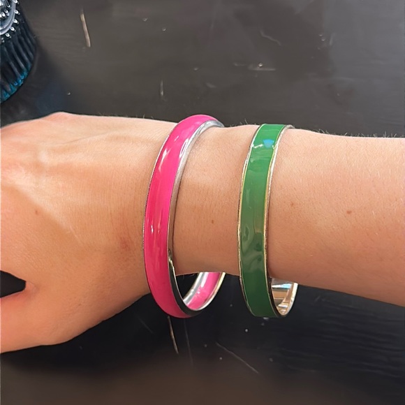 GUC lacquered bangles unbranded hot pink and Kelly green - Picture 1 of 3